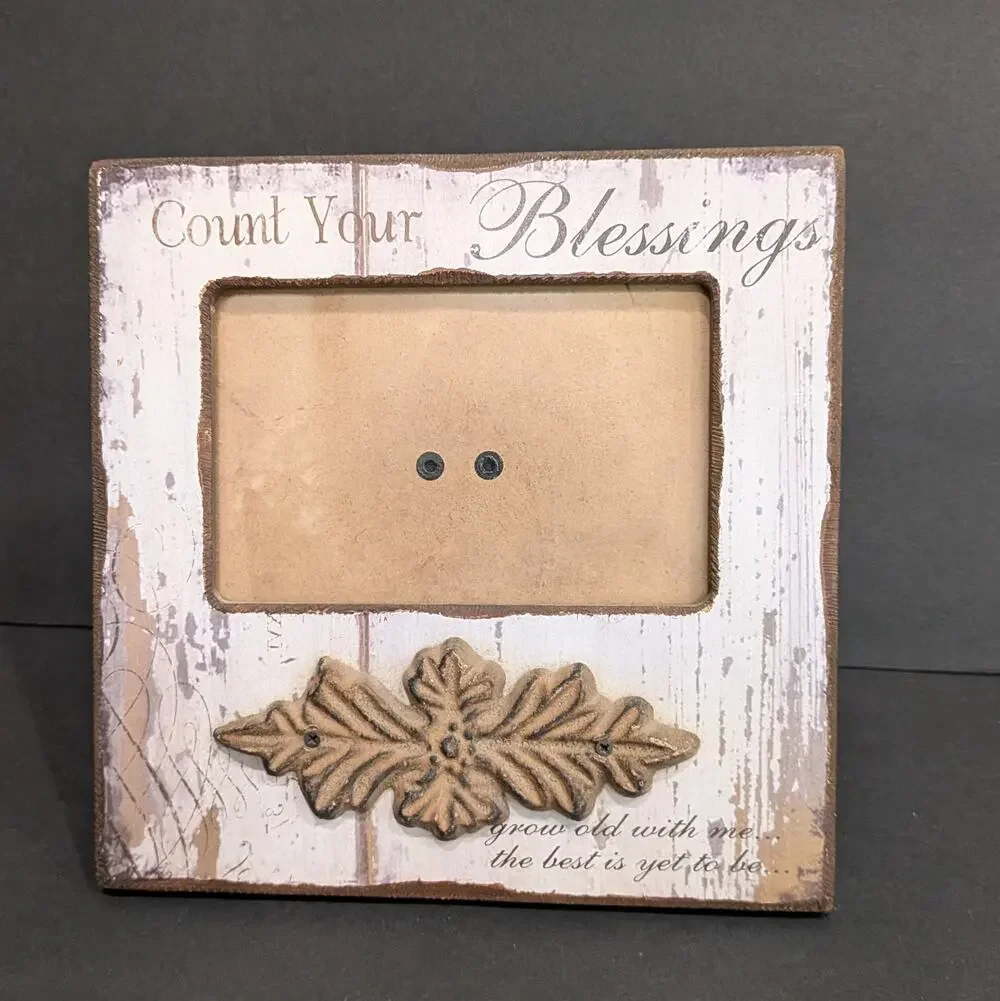 Vintage Farmhouse Frame Anniversary Wedding Count Your Blessings Grow Old With
